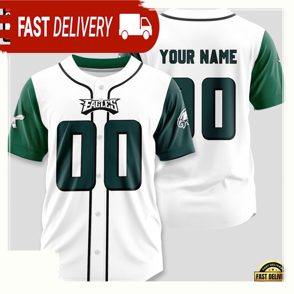 NLF Personalized Name & Numbler Philadelphia Eagles Design Baseball Jersey Shirt