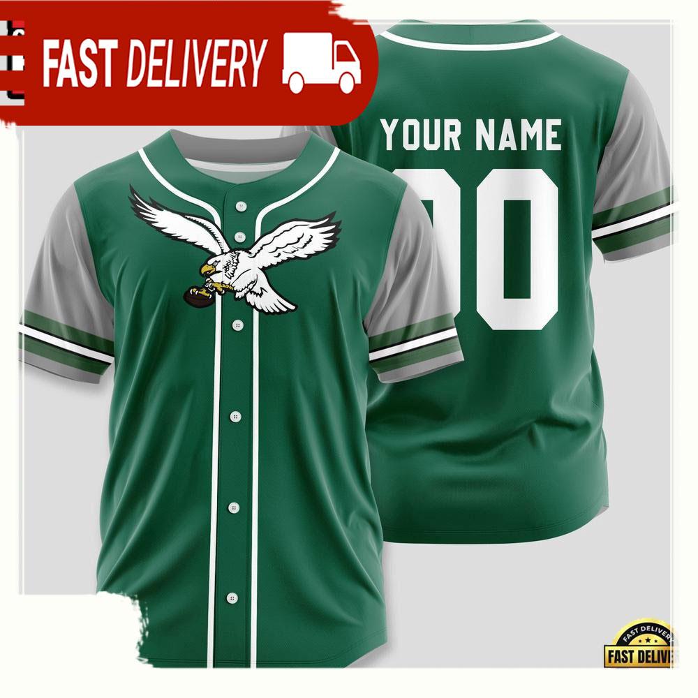 NLF Personalized Name & Numbler Philadelphia Eagles Team Baseball Jersey Shirt