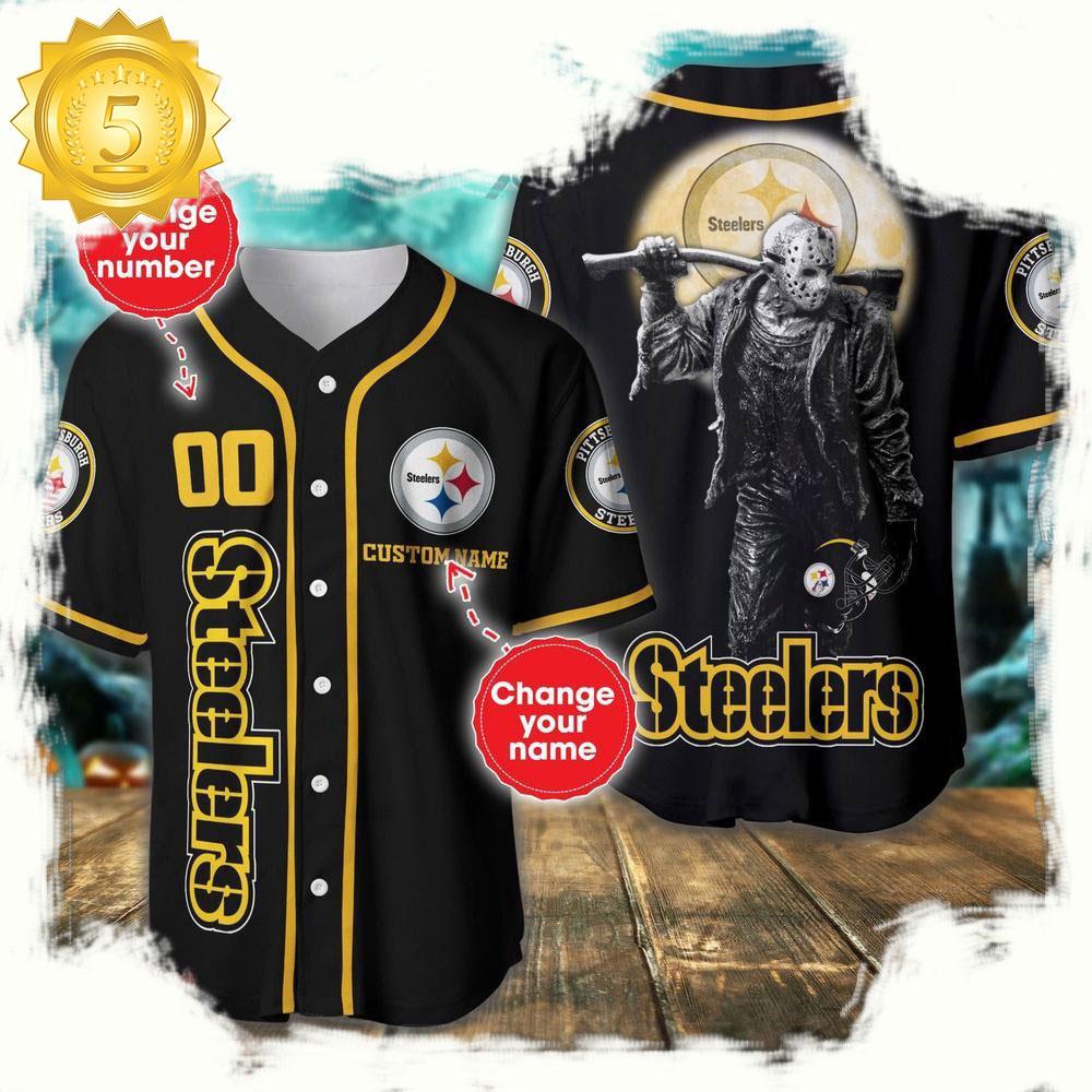 NLF Personalized Name & Numbler Pittsburgh Steelers Horror 3D  Baseball Jersey Shirt