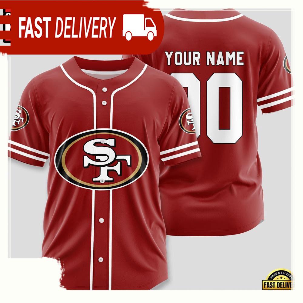 NLF Personalized Name & Numbler San Francisco 49Ers 1 Team Baseball Jersey Shirt