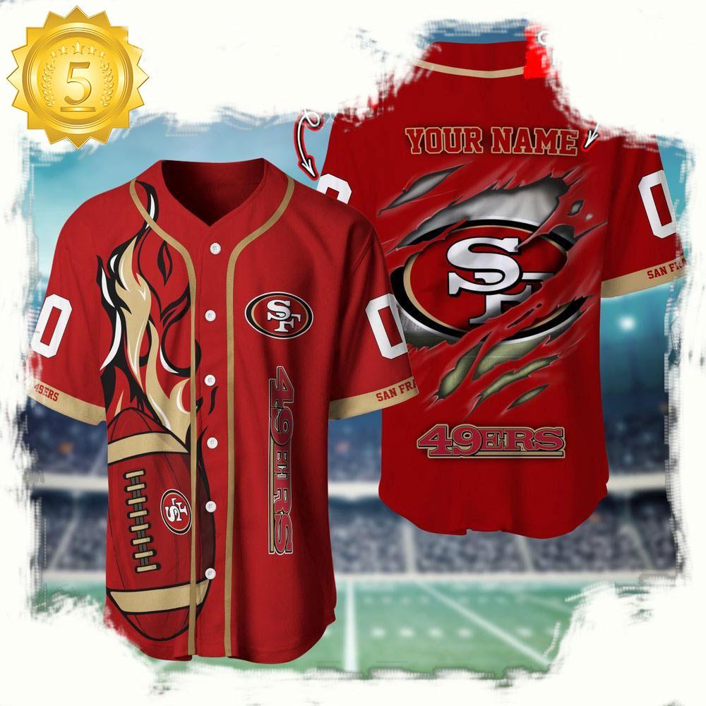 NLF Personalized Name & Numbler San Francisco 49Ers Football Team Baseball Jersey Shirt