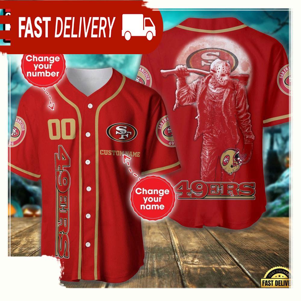 NLF Personalized Name & Numbler San Francisco 49Ers Horror 3D  Baseball Jersey Shirt