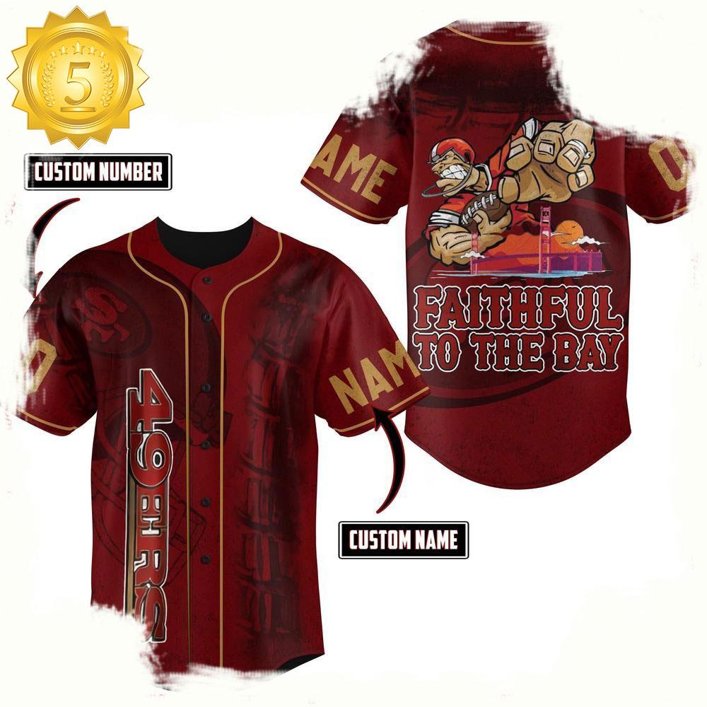 NLF Personalized Name & Numbler San Francisco 49Ers Mascot Crazy Baseball Jersey
