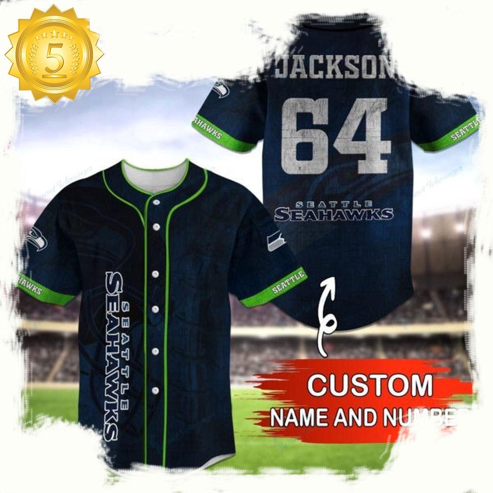 NLF Personalized Name & Numbler seattle Seahawks Baseball Jersey Shirt
