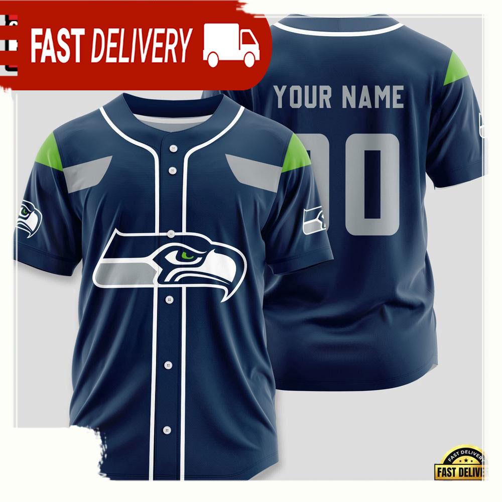 NLF Personalized Name & Numbler Seattle Seahawks Sport Baseball Jersey Shirt