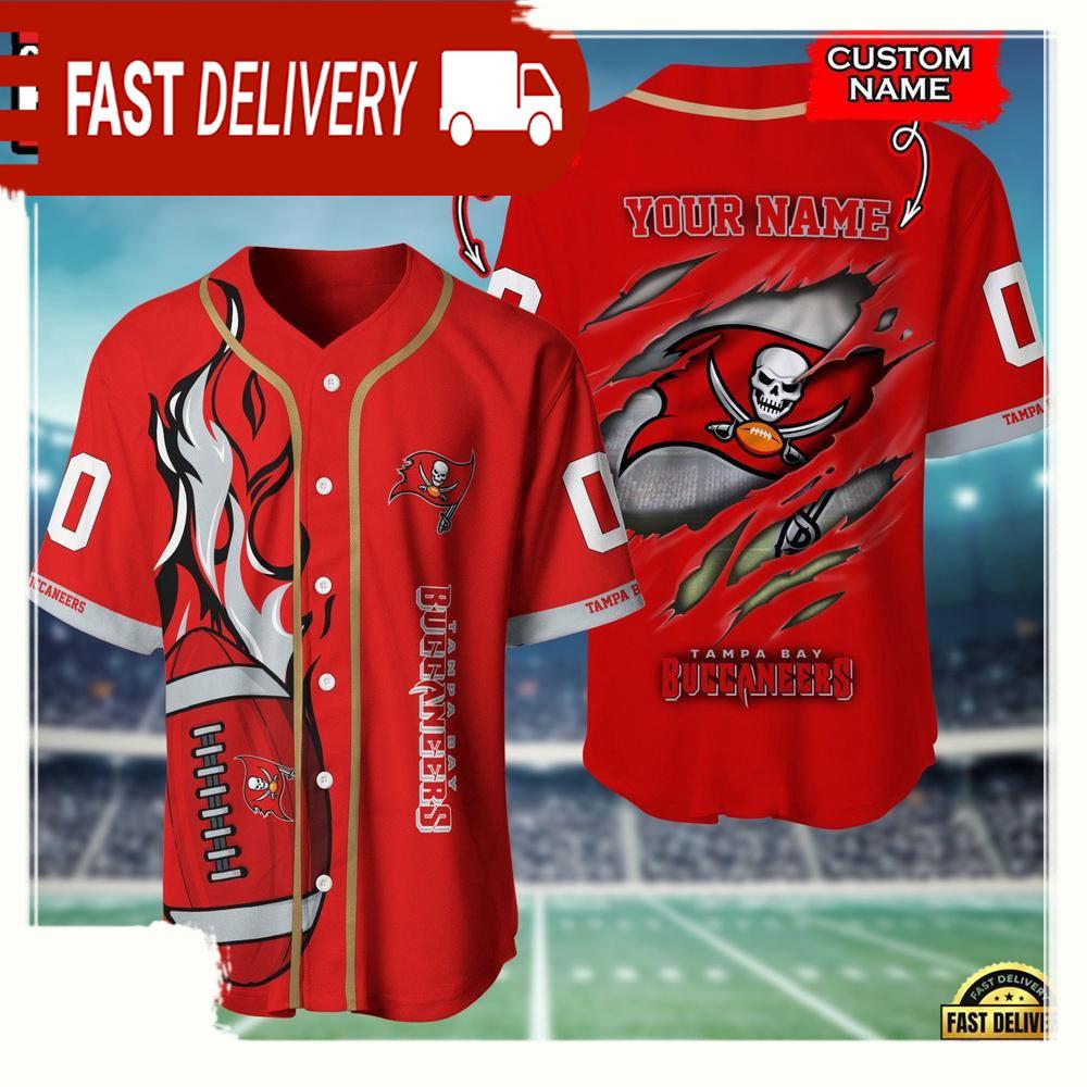 NLF Personalized Name & Numbler Tampa Bay Buccaneers Football Team Baseball Jersey Shirt