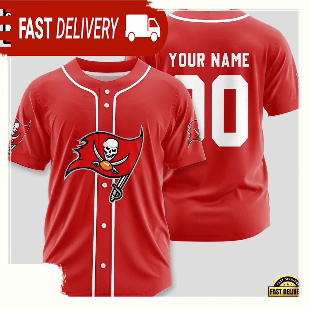 NLF Personalized Name & Numbler Tampa Bay Buccaneers Team Baseball Jersey Shirt