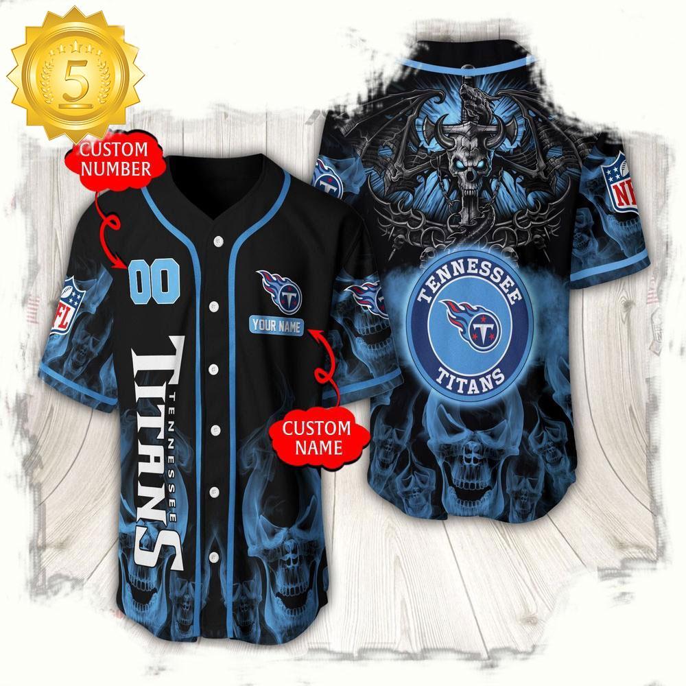 NLF Personalized Name & Numbler Tennessee Titans Baseball Jersey