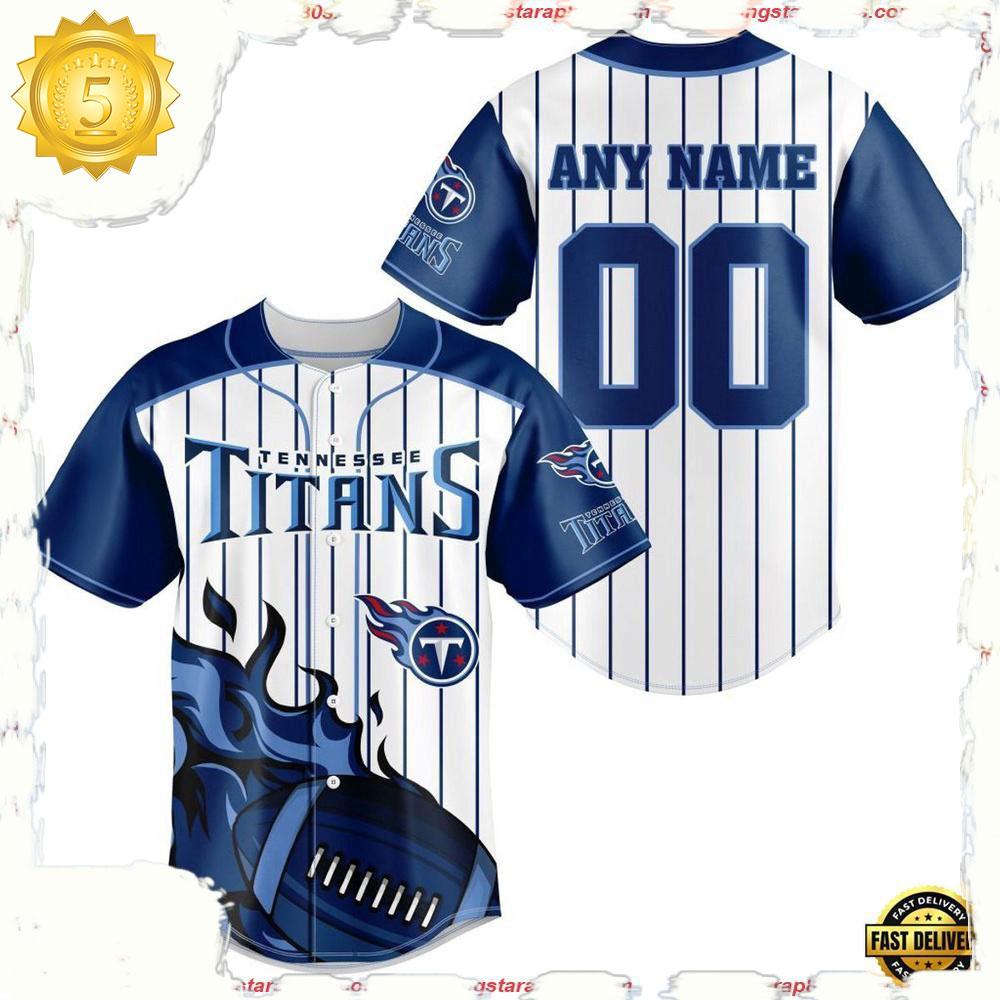 NLF Personalized Name & Numbler Tennessee Titans Baseball Jersey Shirt