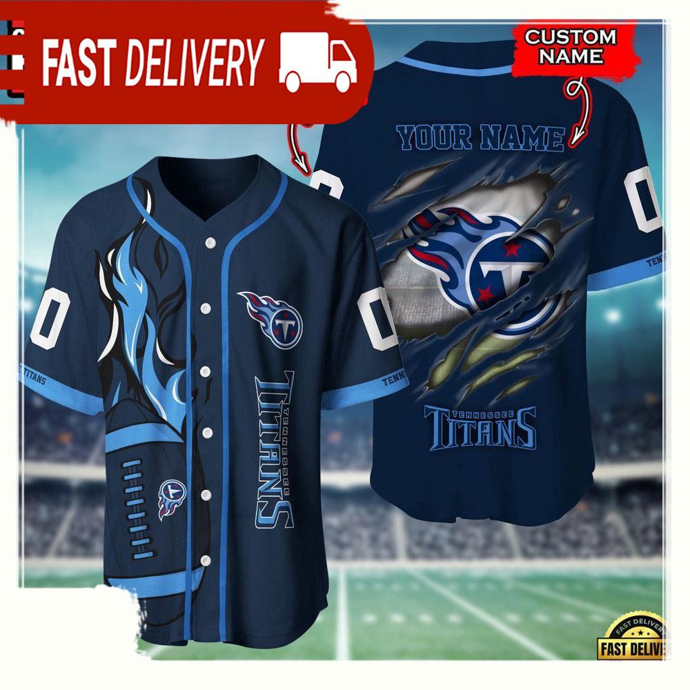 NLF Personalized Name & Numbler Tennessee Titans Football Team Baseball Jersey Shirt
