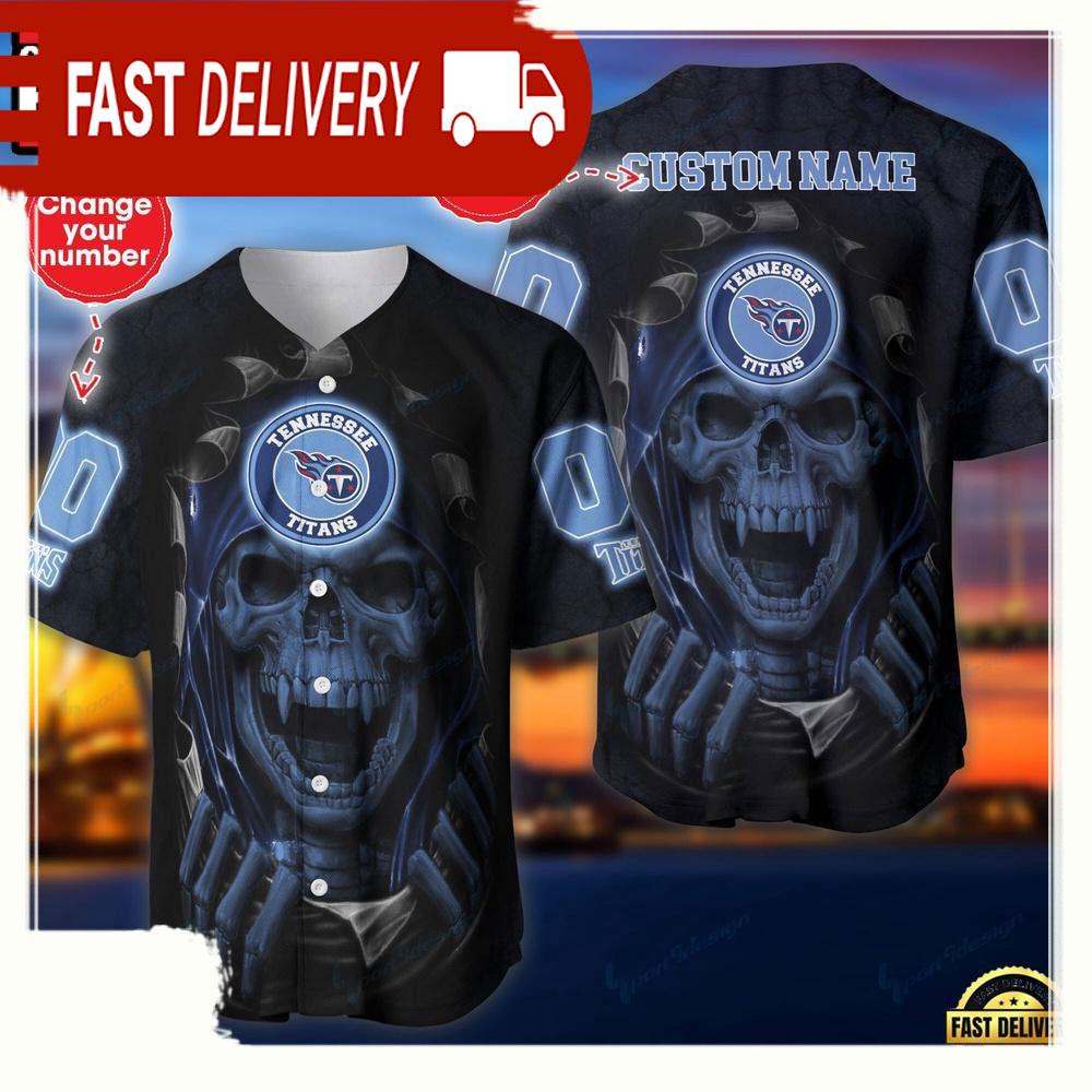 NLF Personalized Name & Numbler tennessee Titans Skull Baseball Jersey Shirt