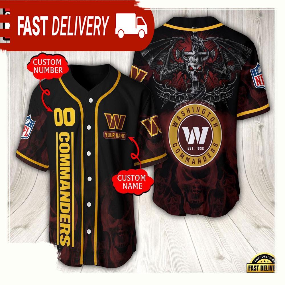 NLF Personalized Name & Numbler Washington Commanders Baseball Jersey