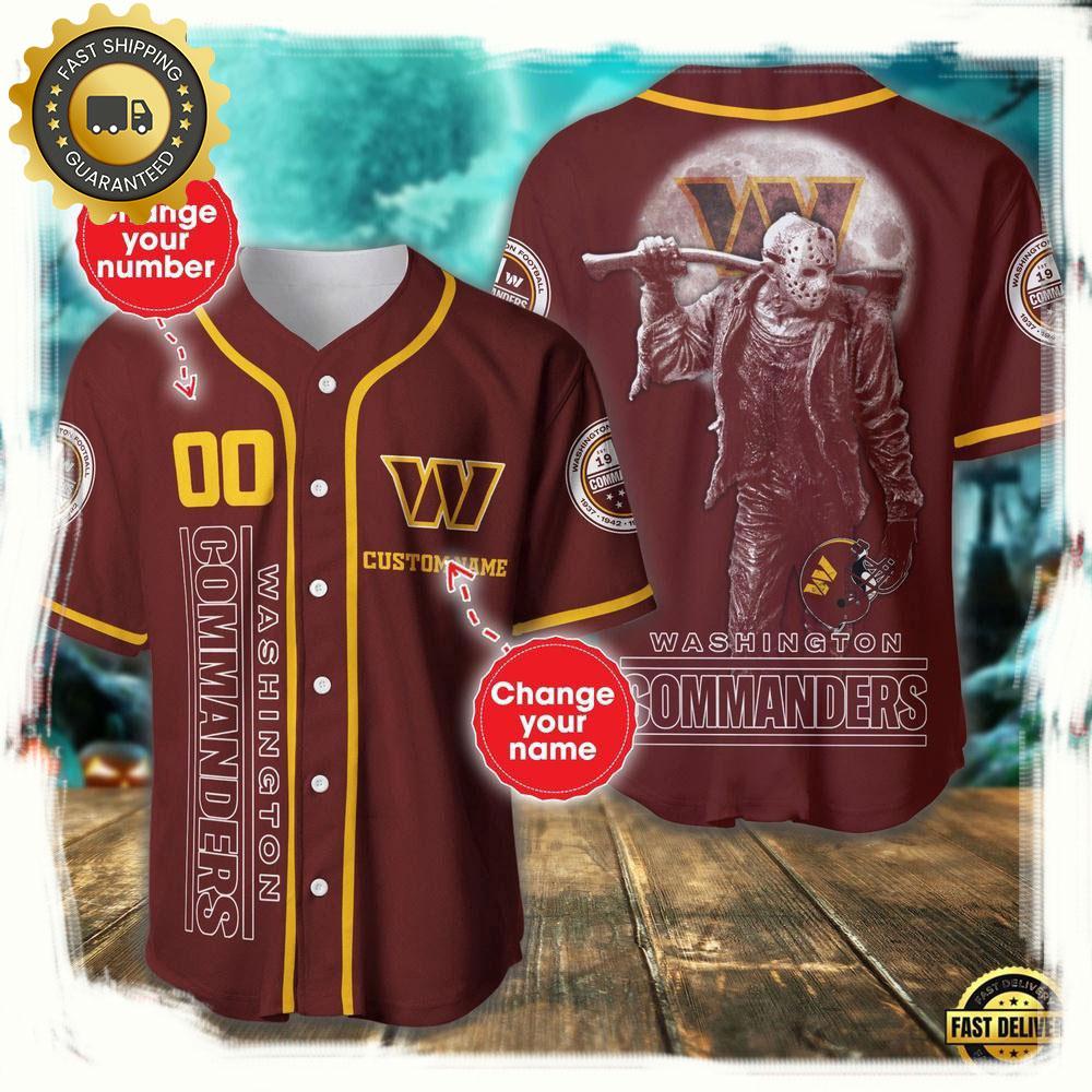 NLF Personalized Name & Numbler Washington Commanders Horror 3D  Baseball Jersey Shirt