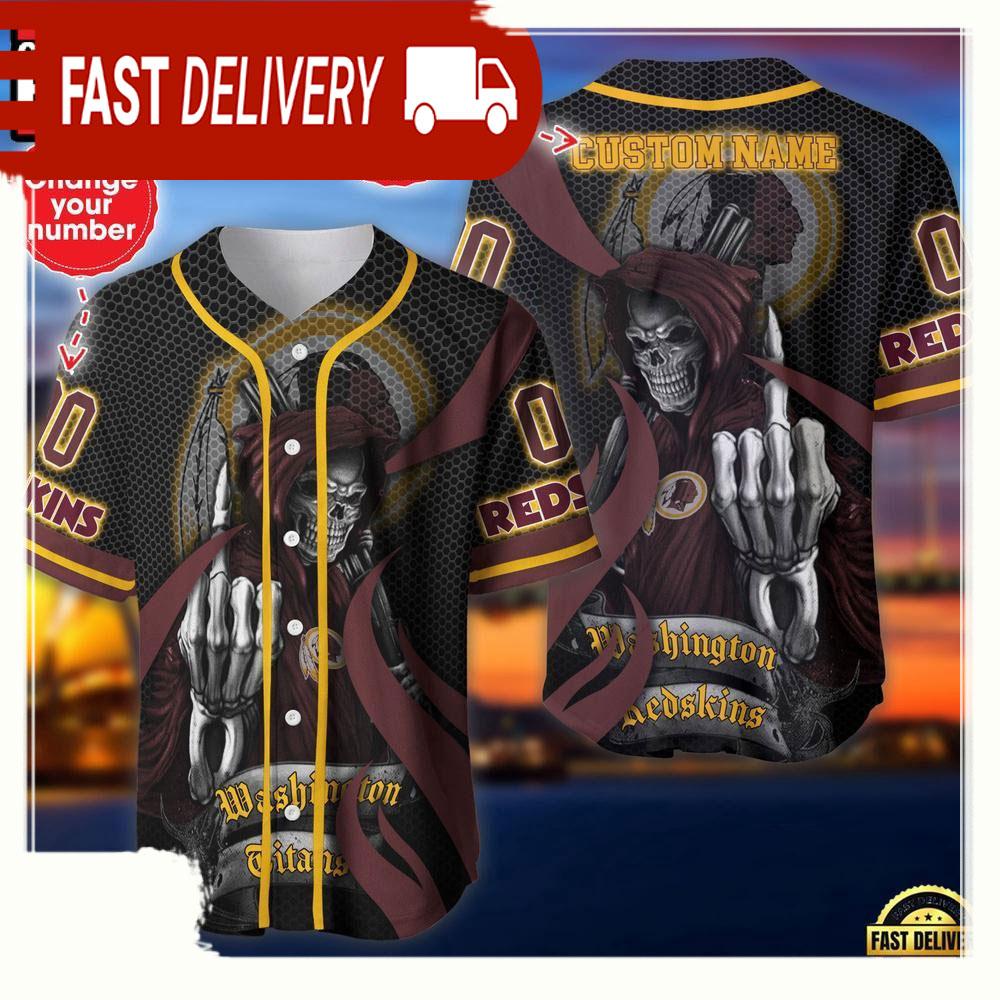 NLF Personalized Name & Numbler Washington Commanders Skull Death Baseball Jersey Shirt
