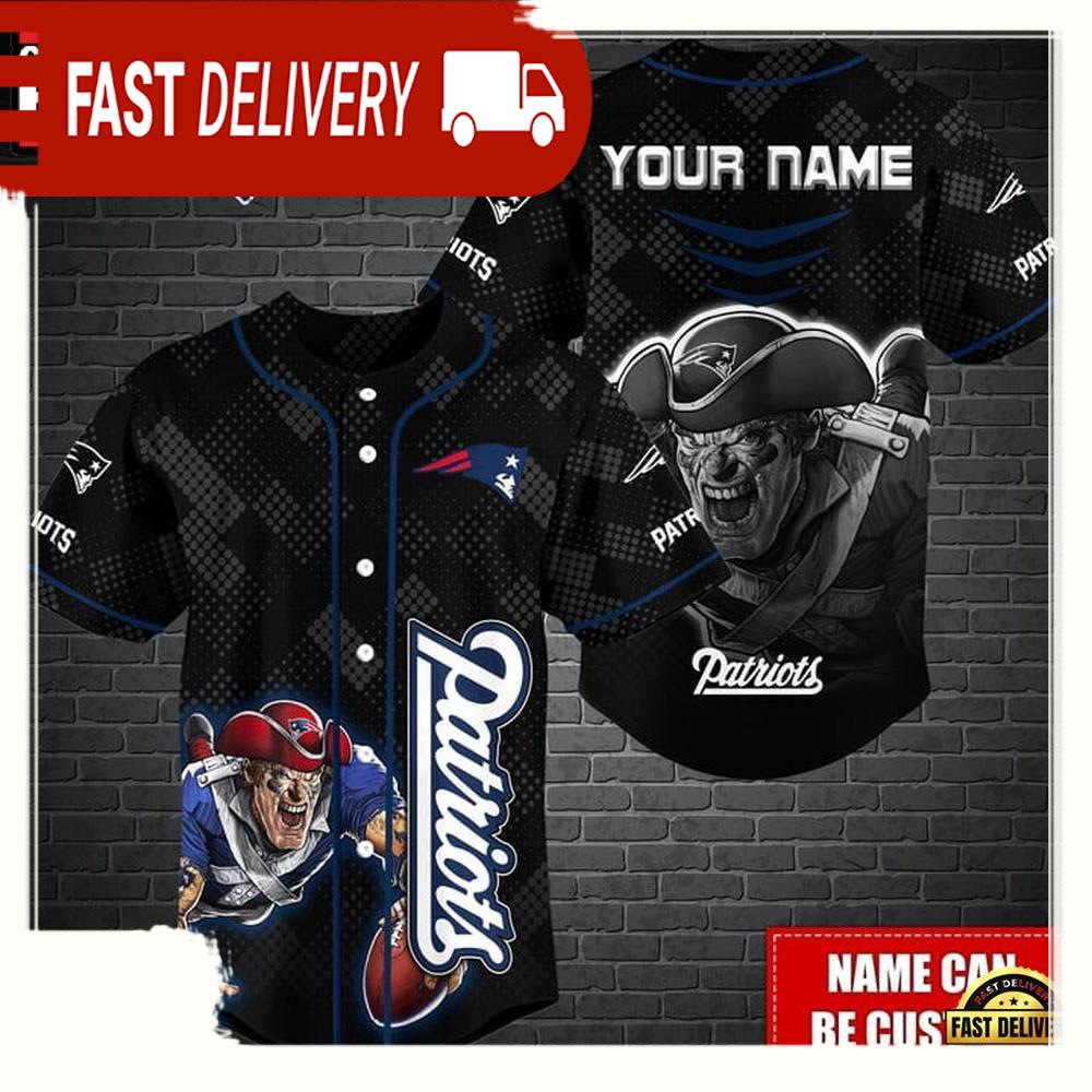 NLF Personalized New England Patriots Mascot Baseball Jersey