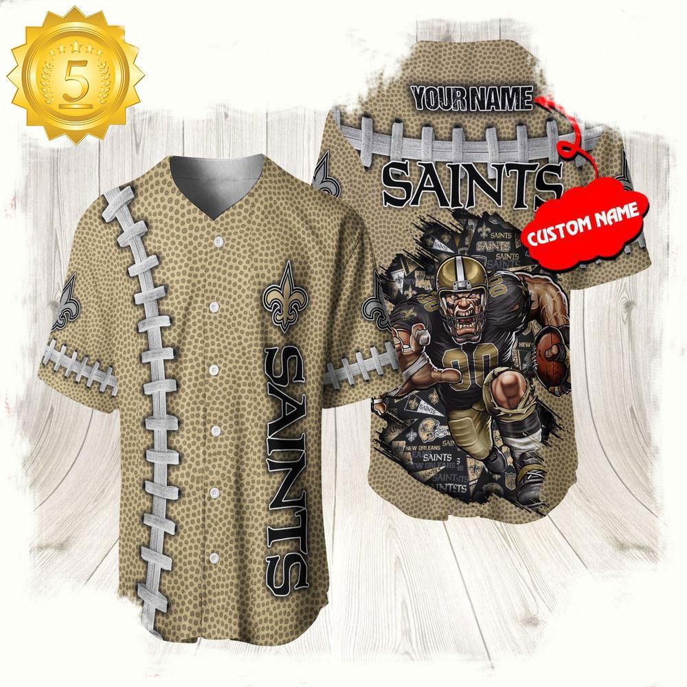 NLF Personalized New Orleans Saints Mascot Baseball Jersey Shirt