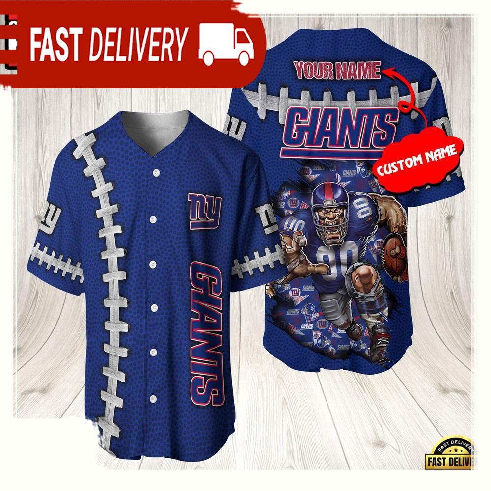 NLF Personalized New York Giants Mascot Baseball Jersey Shirt