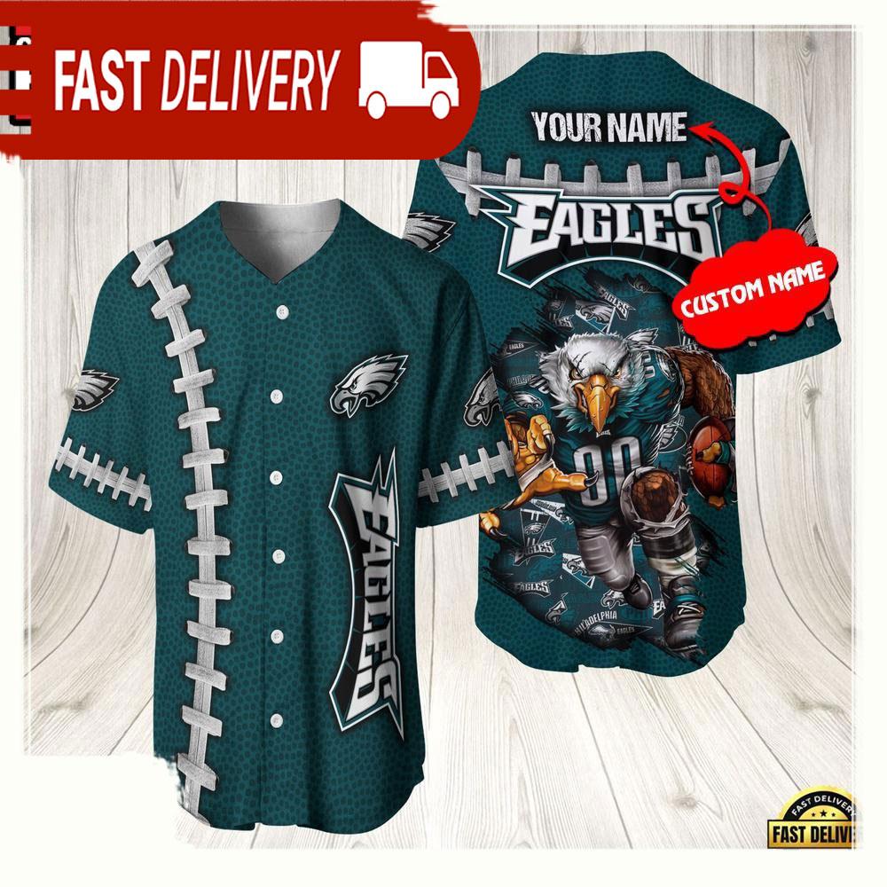 NLF Personalized Philadelphia Eagles Mascot Baseball Jersey Shirt