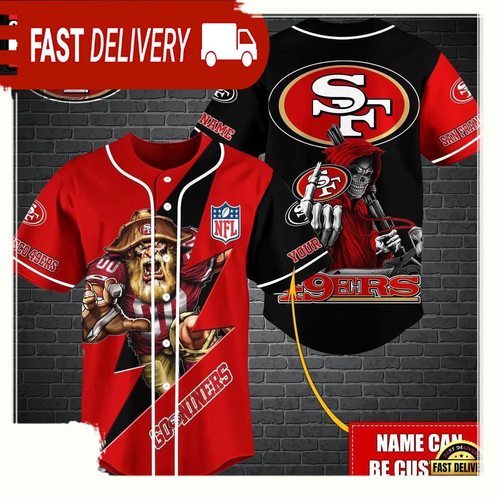 NLF Personalized San Francisco 49Ers Mascot And Skull  Baseball Jersey
