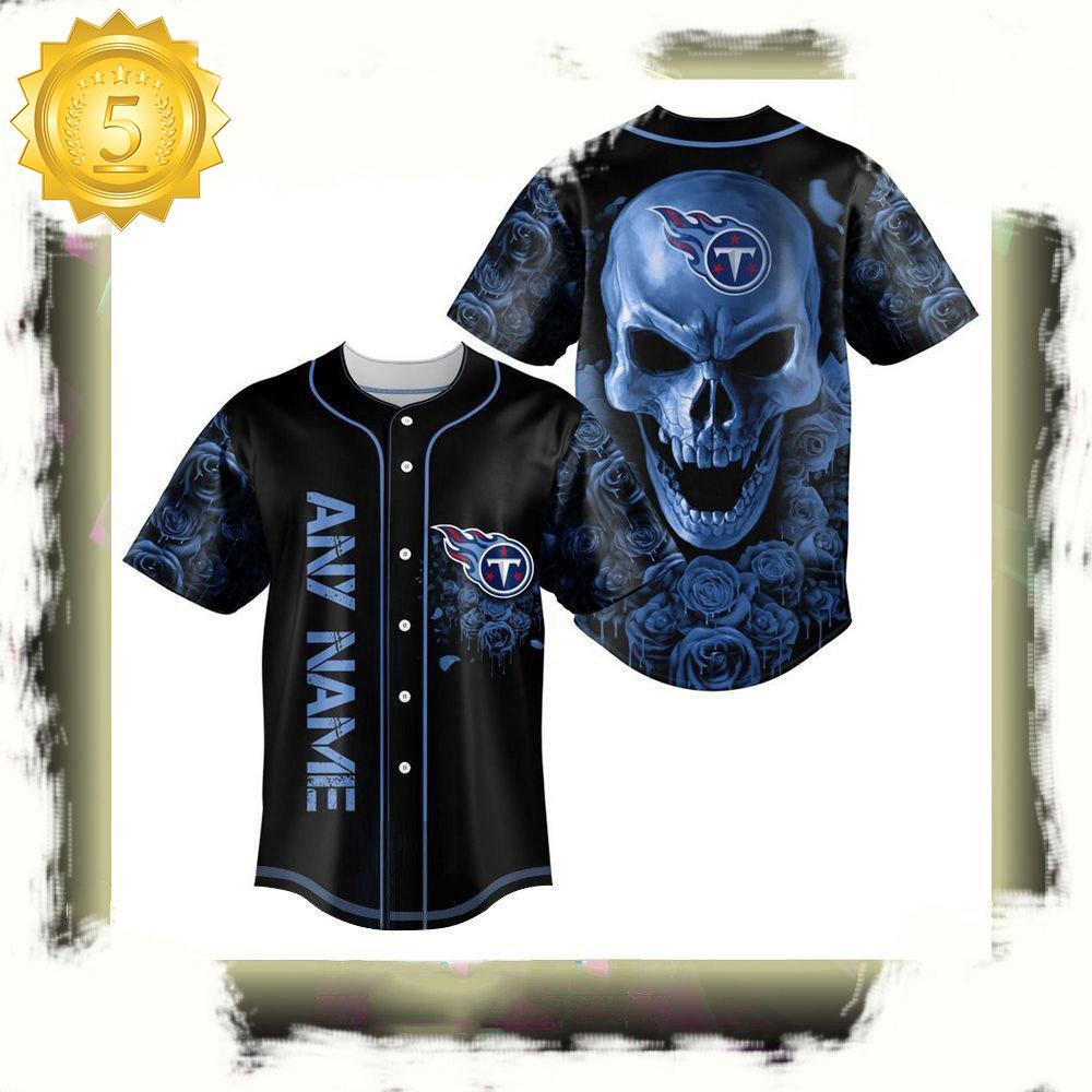 NLF Personalized Tennessee Titans Football Skull Baseball Jersey Shirt