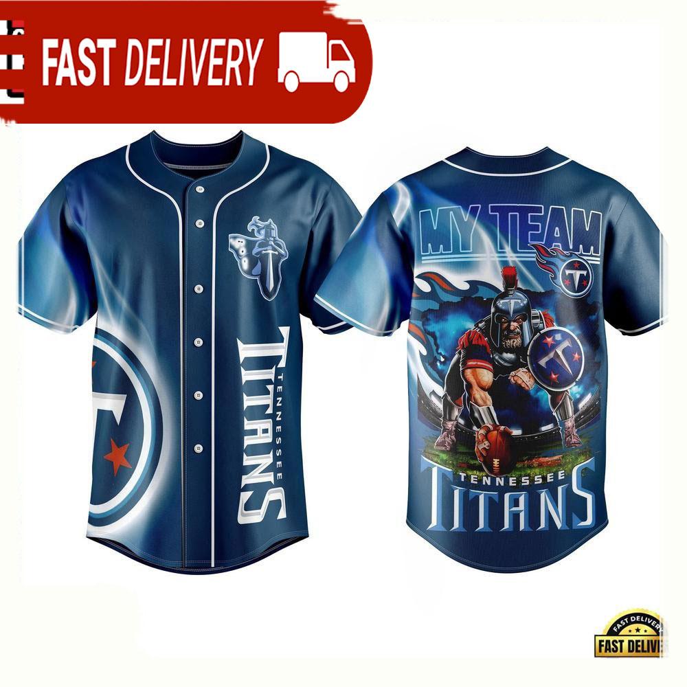 NLF Personalized Tennessee Titans My Team Mascot Warrior Baseball Jersey