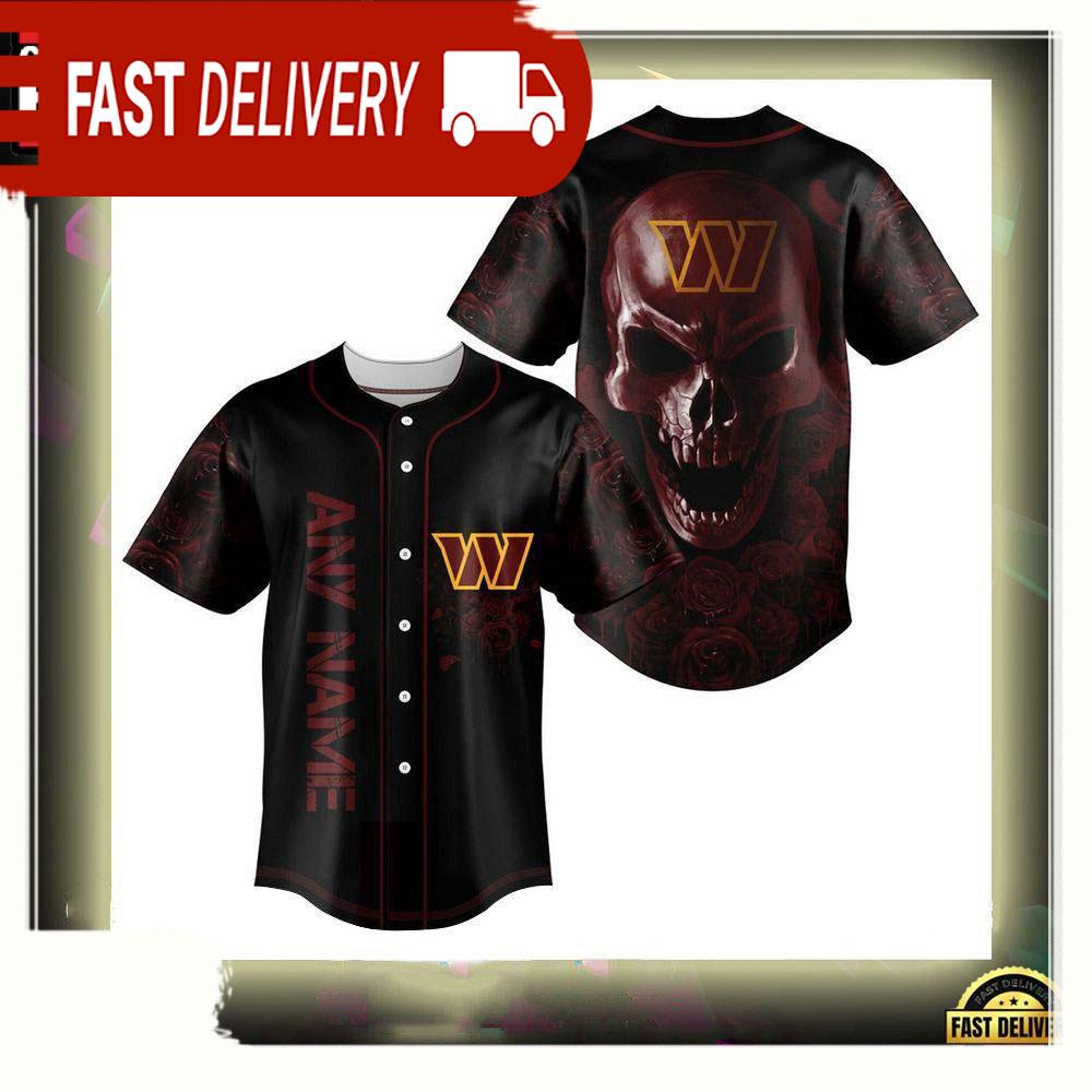 NLF Personalized Washington Commanders Football Skull Baseball Jersey Shirt