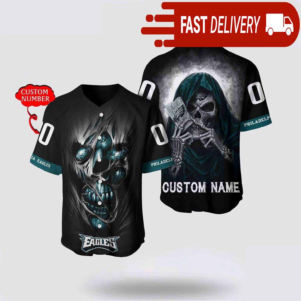 NLF Philadelphia Eagles Baseball Jersey Alchemy Grim Reaper Design Your Own Shirt