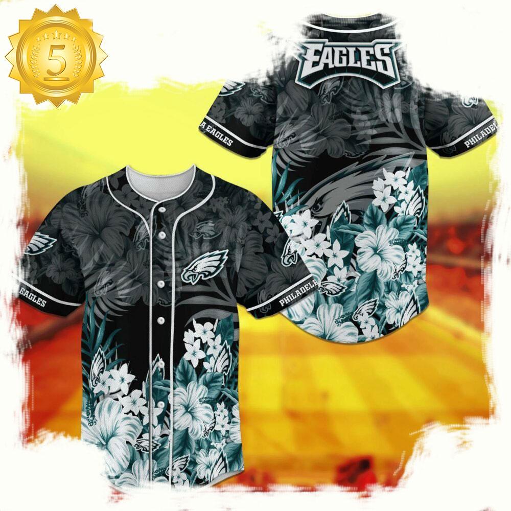 NLF Philadelphia Eagles Floral  Baseball Jersey Shirt