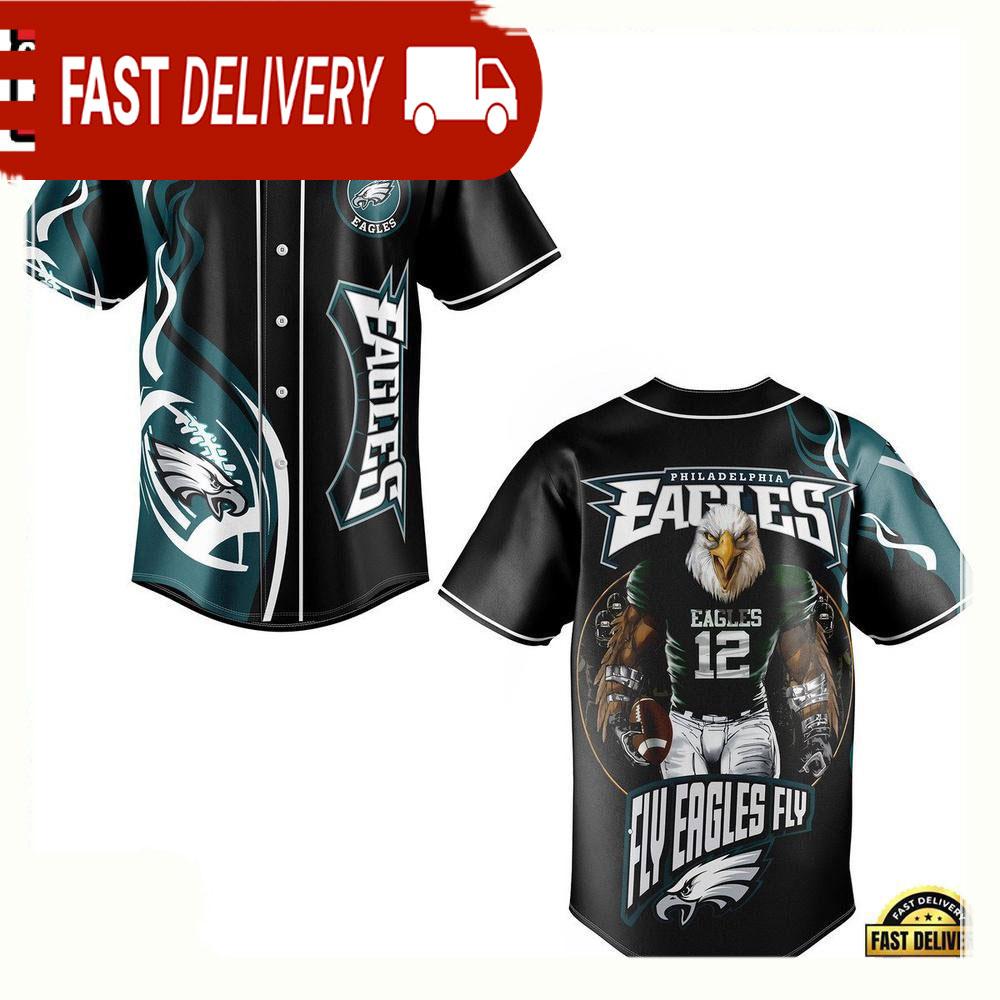 NLF Philadelphia Eagles Mascot Fly Eagles Fly Baseball Jersey