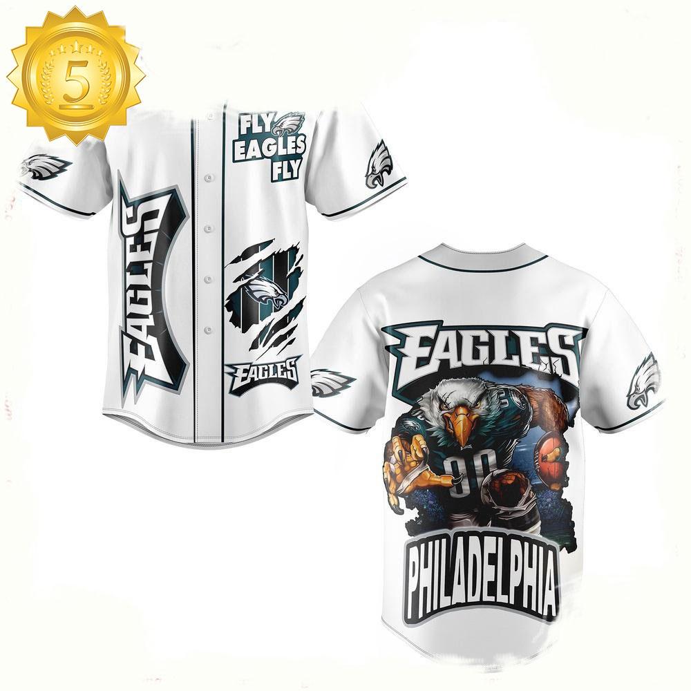 NLF Philadelphia Eagles Mascot Warrior Fly Eagles Fly Baseball Jersey