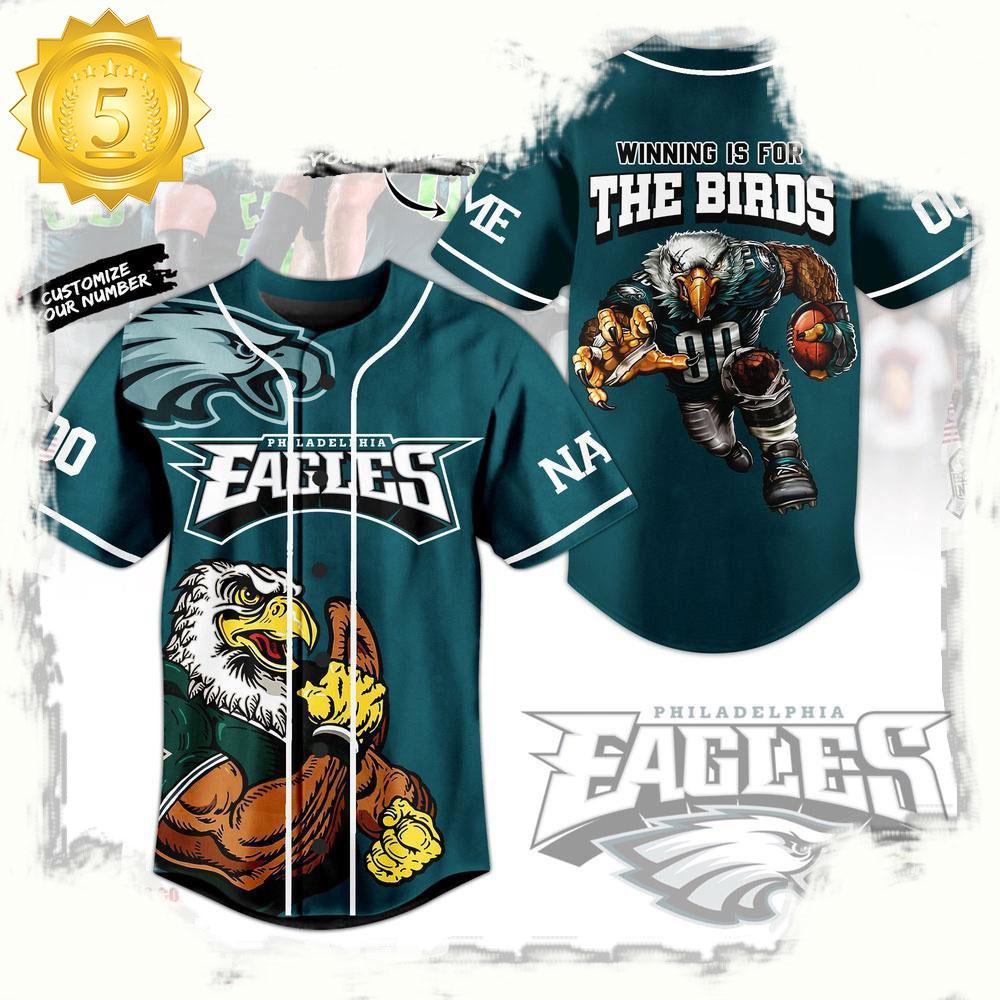 NLF Philadelphia Eagles Winning Is For The Birds Personalized Number Baseball Jersey