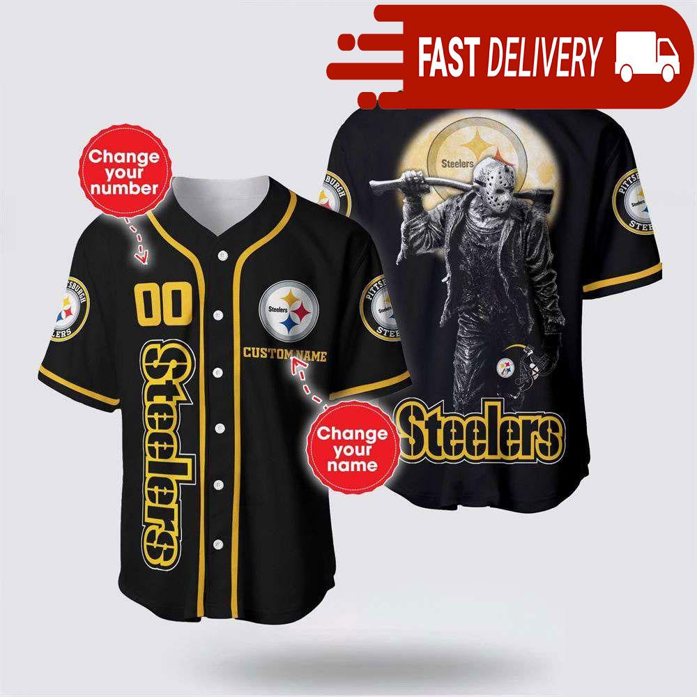 NLF Pittsburgh Steelers Jason Voorhees Personalized Baseball Jersey 3D Horror Shirt