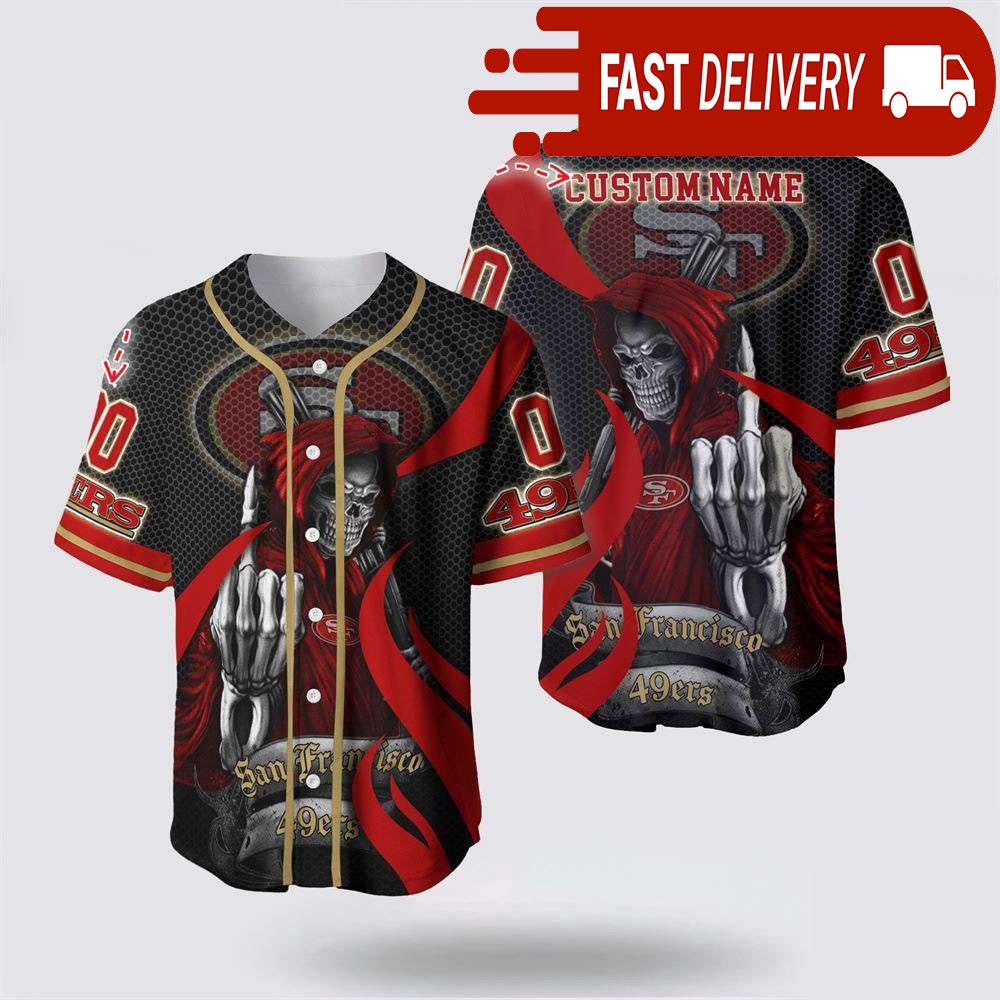 NLF San Francisco 49Ers Grim Reaper Personalized Baseball Jersey Gift For Your Squad