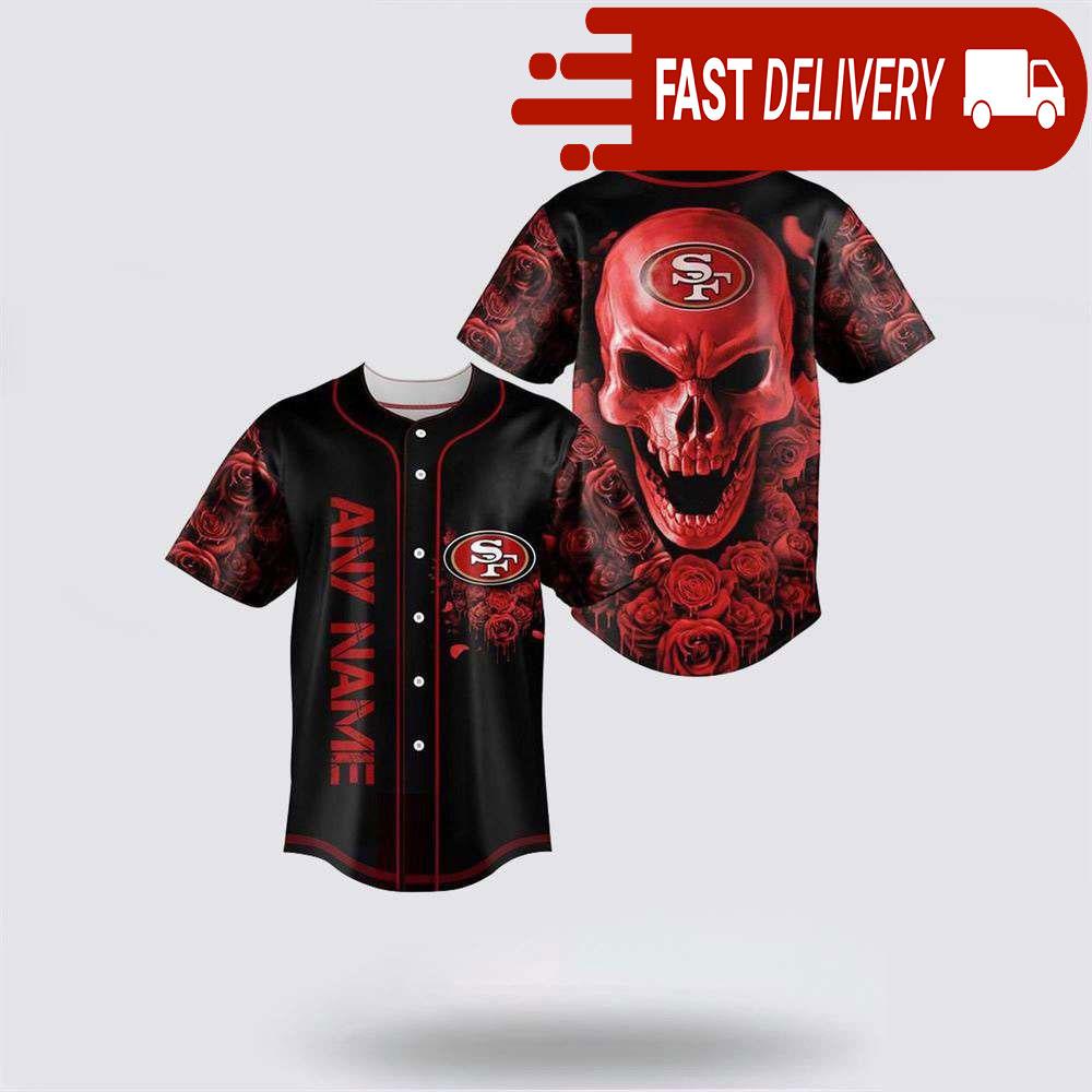NLF San Francisco 49Ers Skull Flower 3D Baseball Jersey Football Gift