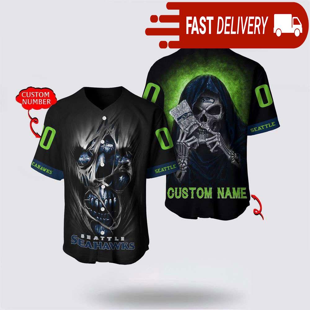 NLF Seattle Seahawks Baseball Jersey Alchemy Grim Reaper Design Your Own Shirt