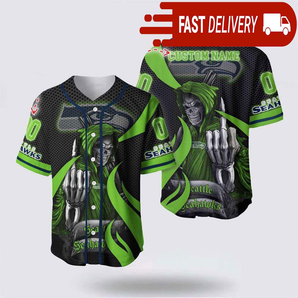 NLF Seattle Seahawks Grim Reaper Personalized Baseball Jersey Gift For Your Squad