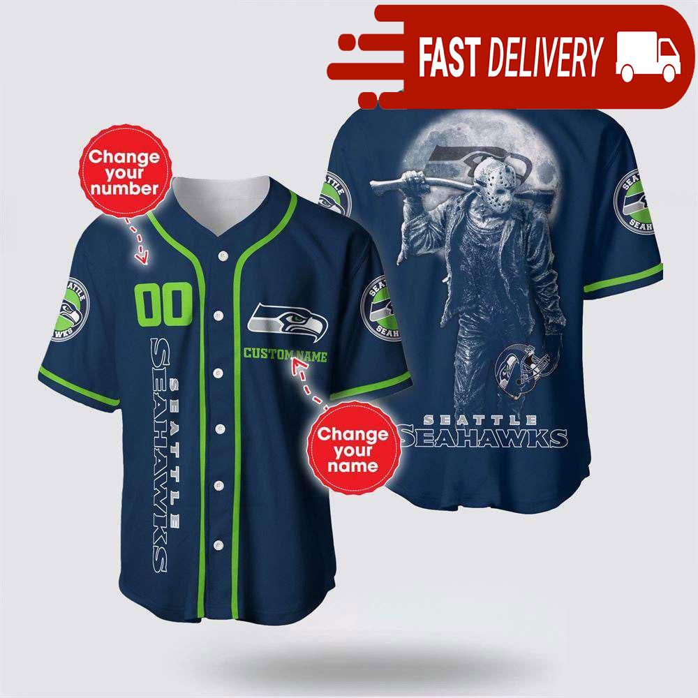 NLF Seattle Seahawks Jason Voorhees Personalized Baseball Jersey 3D Horror Shirt