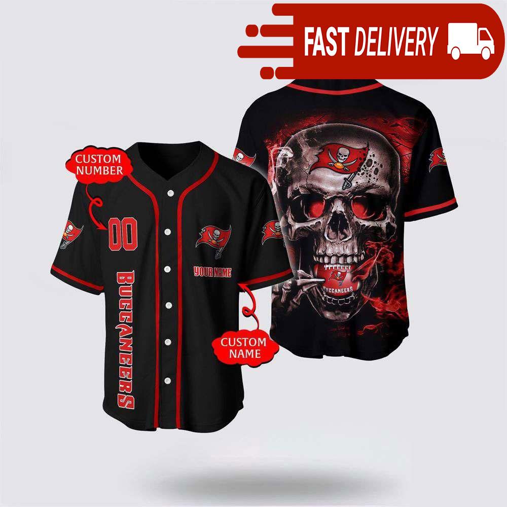 NLF Tampa Bay Buccaneers Baseball Jersey 3D Personalized Skull Shirt For Your Football Team