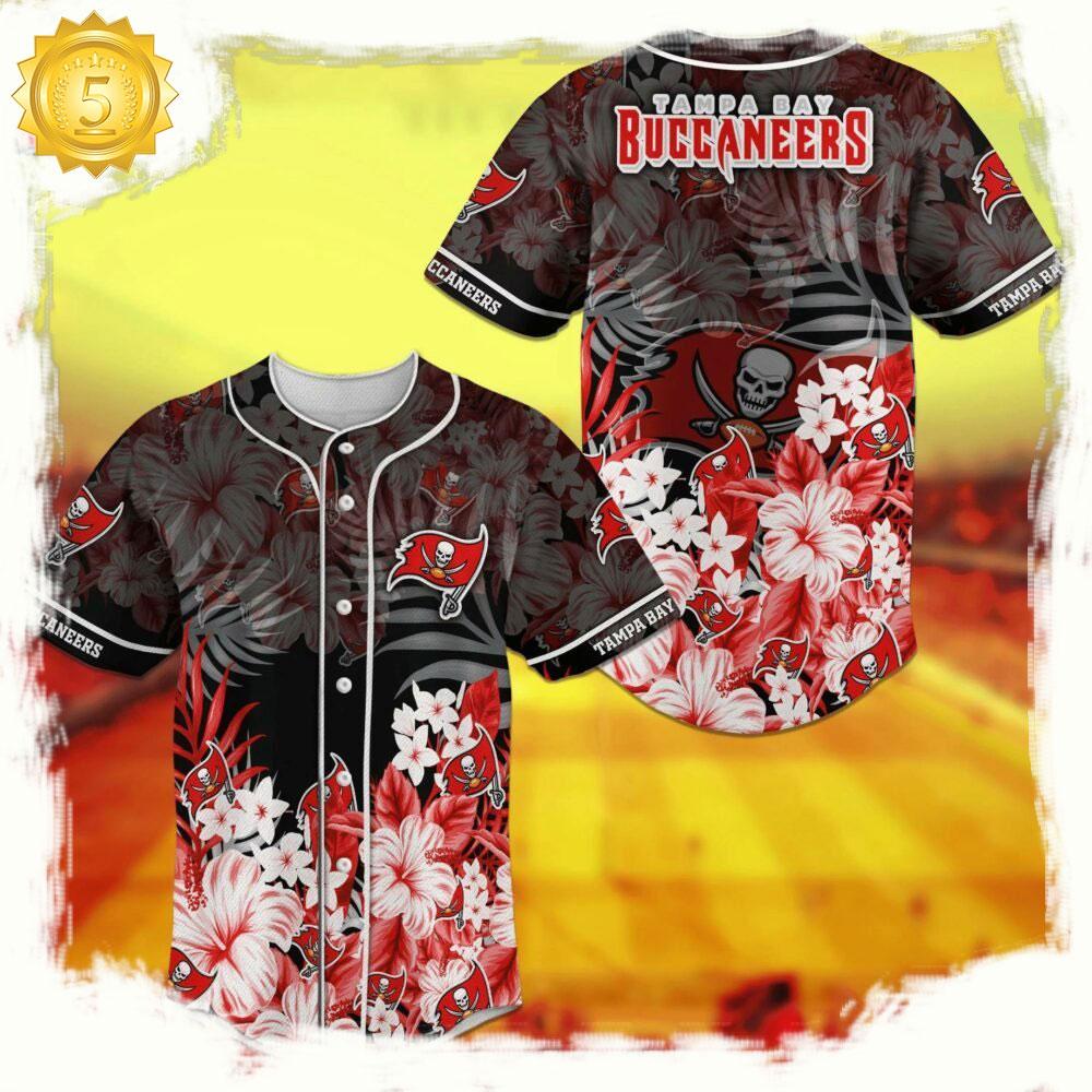 NLF Tampa Bay Buccaneers Flower Design  Baseball Jersey Shirt