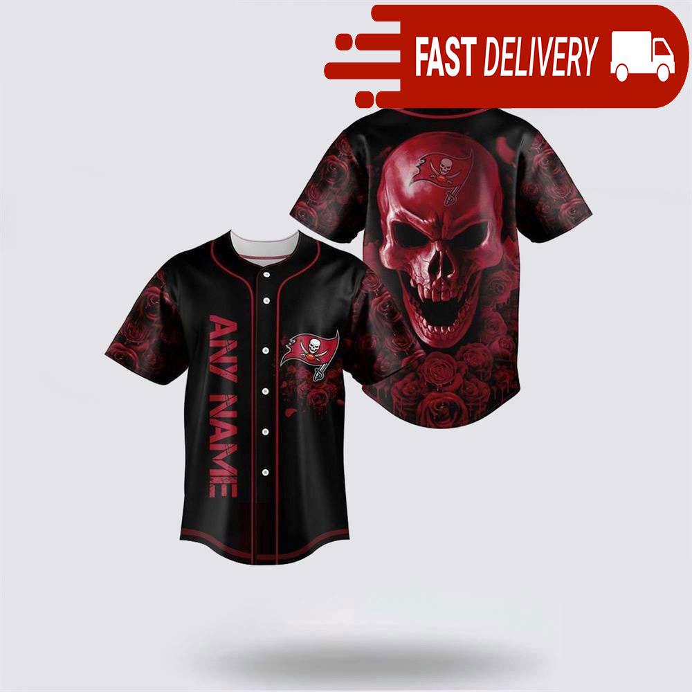 NLF Tampa Bay Buccaneers Skull Flower 3D Baseball Jersey Football Gift