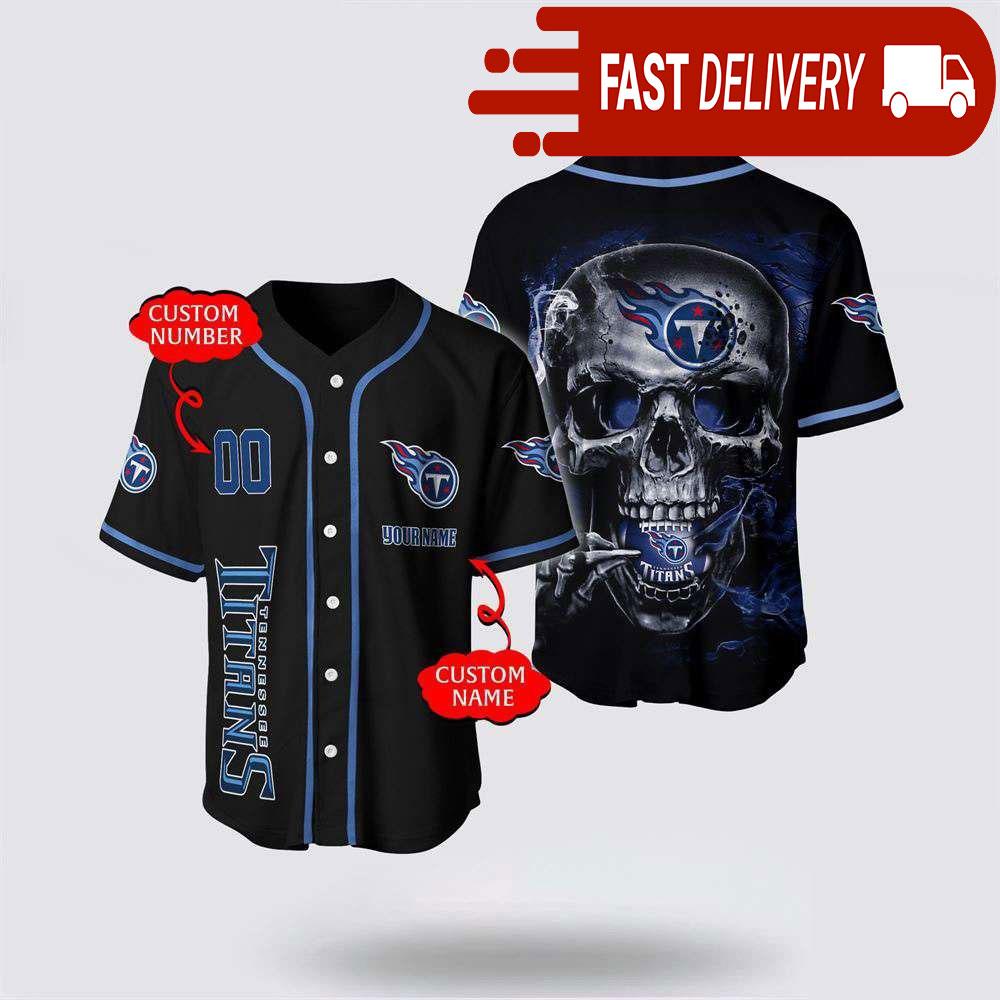 NLF Tennessee Titans Baseball Jersey 3D Personalized Skull Shirt For Your Football Team