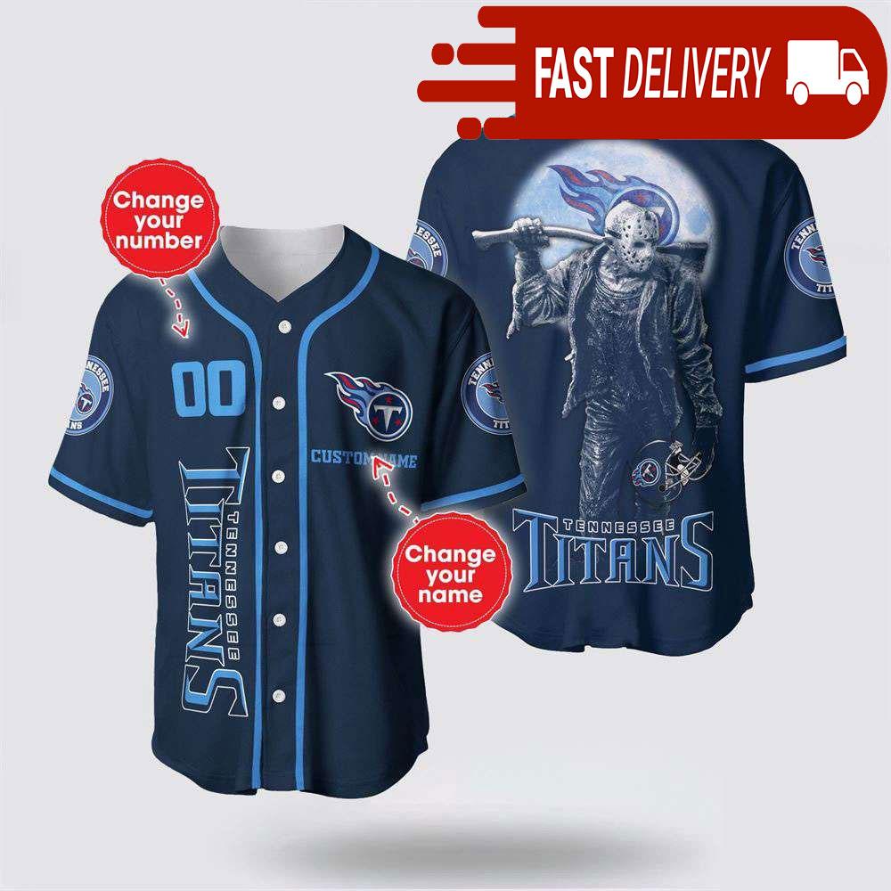 NLF Tennessee Titans Jason Voorhees Personalized Baseball Jersey 3D Horror Shirt
