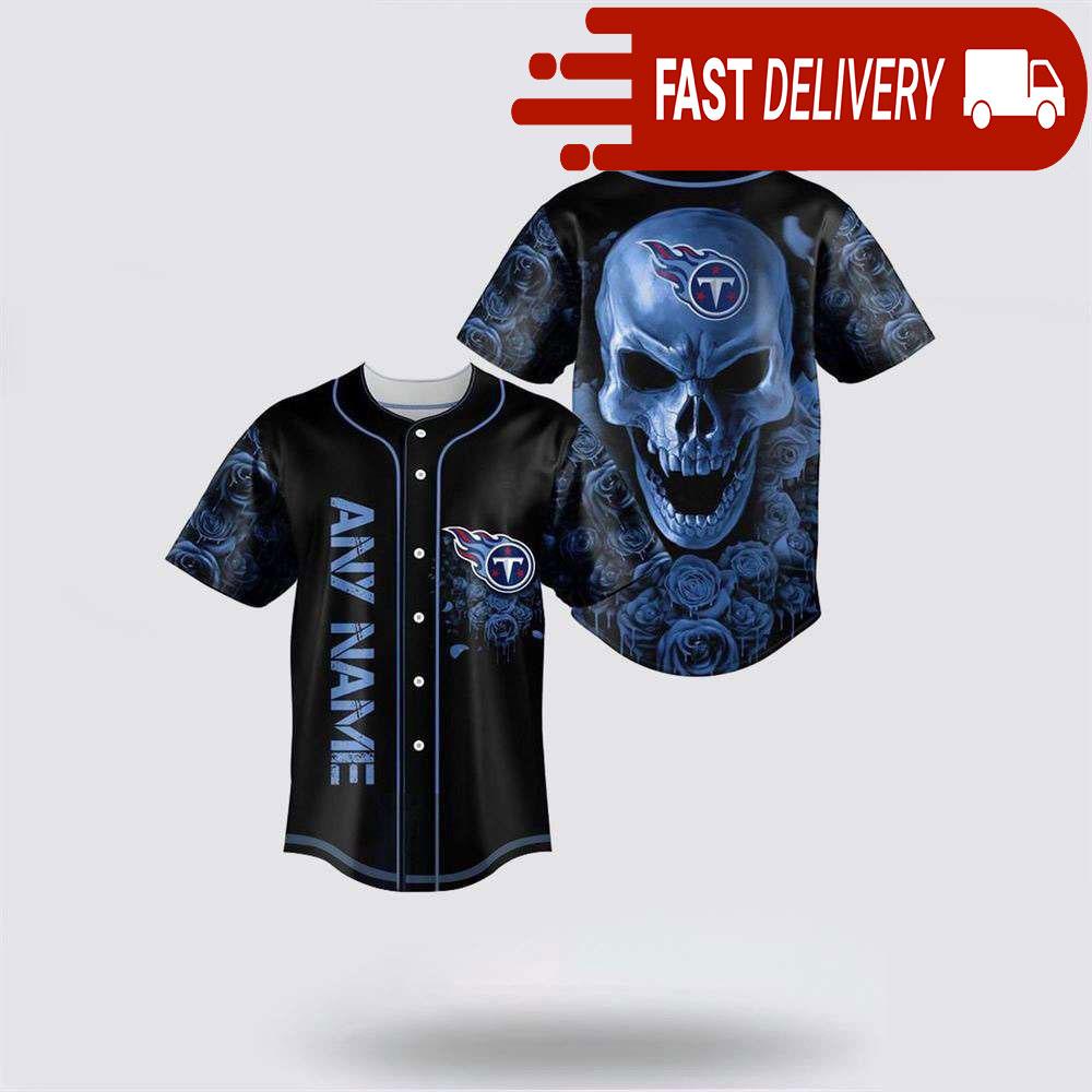 NLF Tennessee Titans Skull Flower 3D Baseball Jersey Football Gift