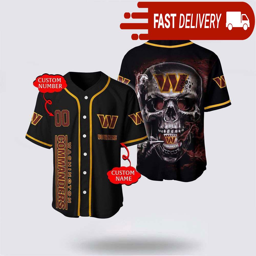 NLF Washington Commanders Baseball Jersey 3D Personalized Skull Shirt For Your Football Team