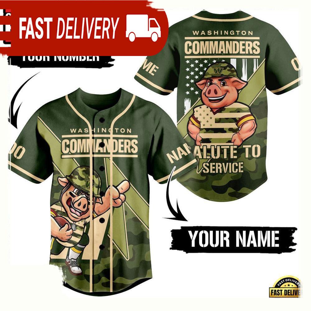 NLF Washington Commanders Salute To Service Personalized Number Baseball Jersey
