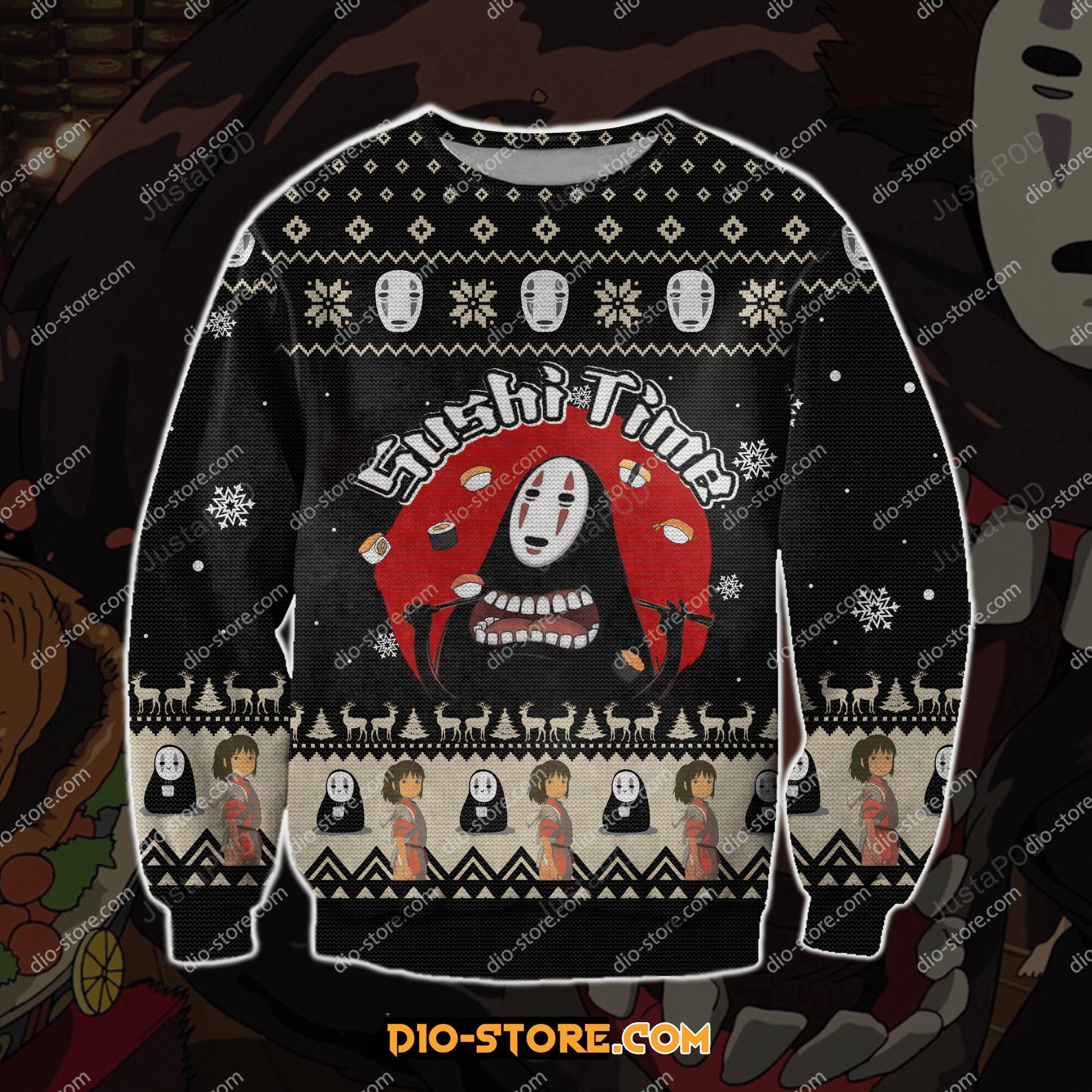 No-Face Spirited Away 3D Print Ugly Christmas Sweater Adult 3D Funny Matching for family