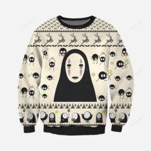 No Face Spirited Away Ugly Christmas Sweater Adult 3D Funny Matching for family