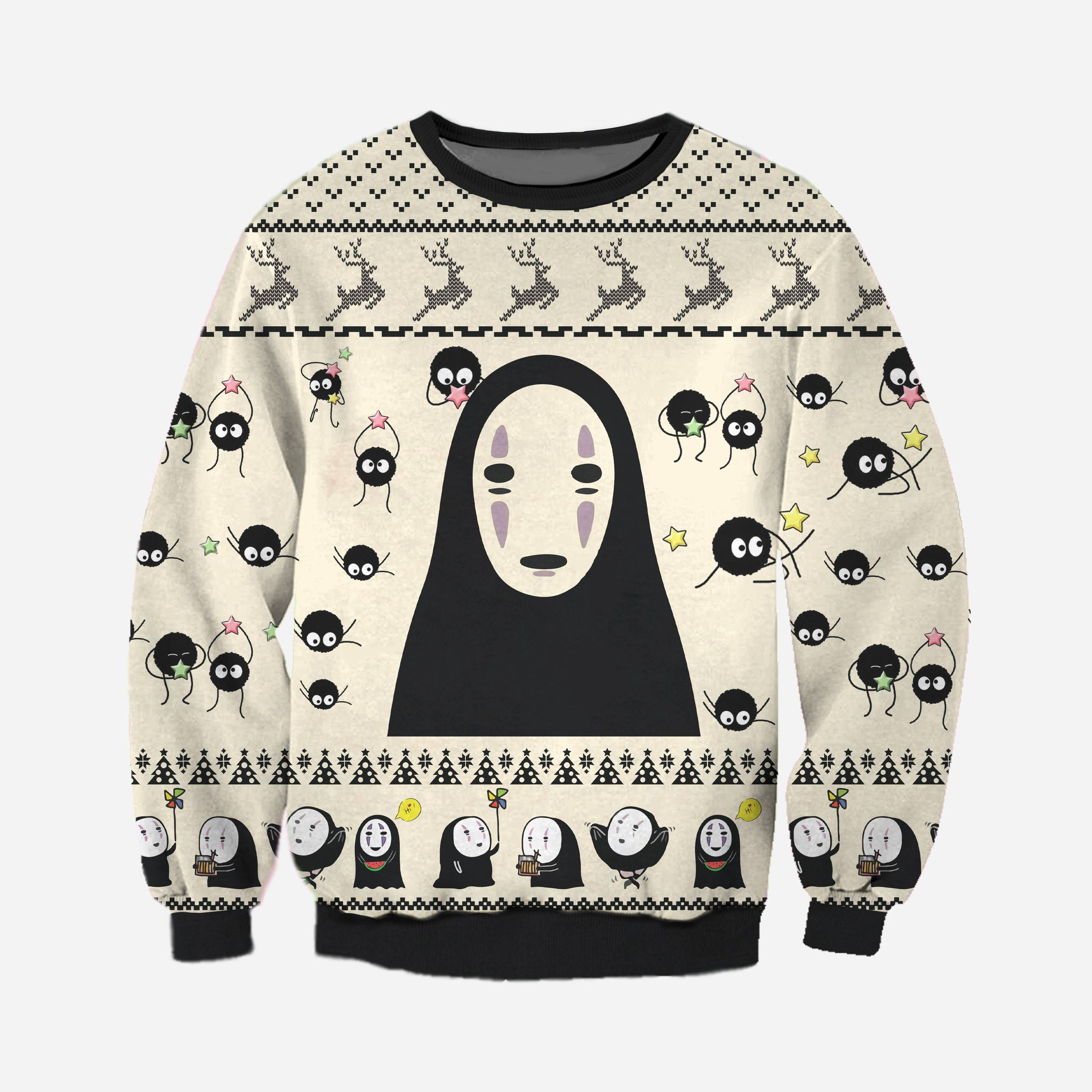 No- Face Ugly Christmas Sweater Adult 3D Funny Matching for family