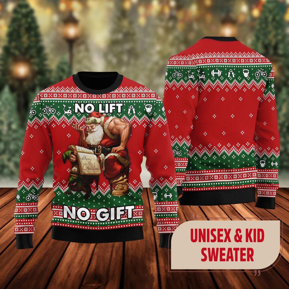 No Lift No Gift Quotes 3D All Over PrintedGym Lovers Ugly Christmas