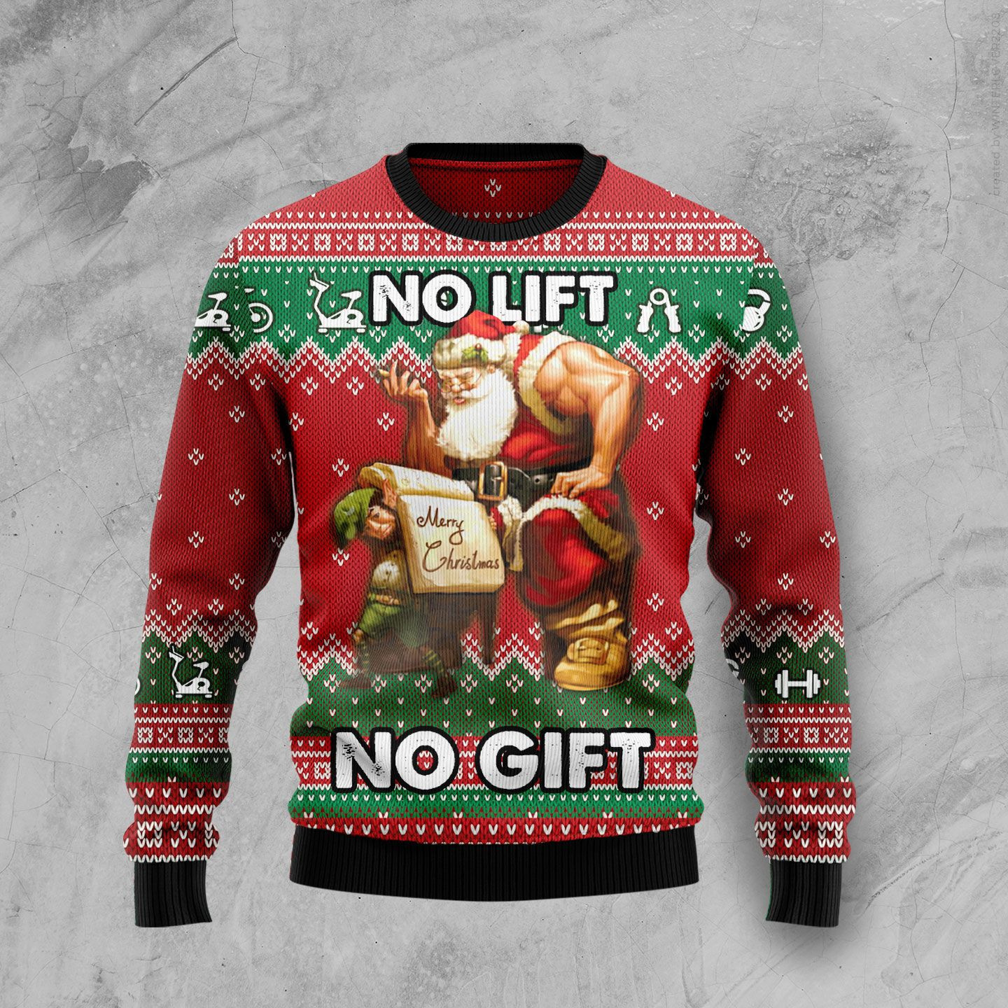 No Lift No Gift Ugly Christmas Sweater Adult 3D Funny Matching for family
